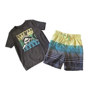 Osh Kosh Shark Rash Guard & Swim Trunks Size 5T